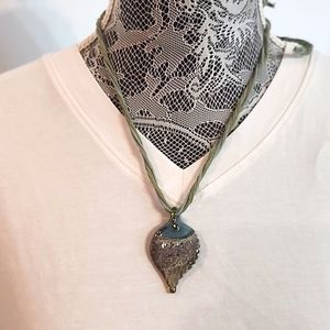 Artisian handmade multicolored glass leaf - beautiful design with soft colors.